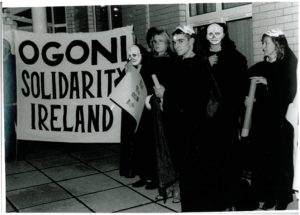 Ogoni Solidarity Ireland protest outside Shell Headquarters in Dublin, 1995. Maynooth University Ken Saro-Wiwa Archive