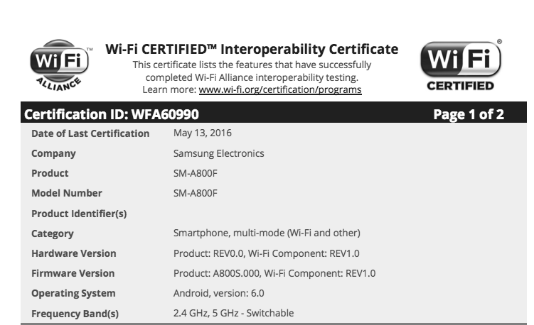 Wi-Fi Interoperability Certificate