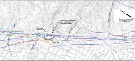 Fig. 1: Topographic map with locations of the Hayward Fault