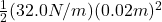 \frac{1}{2}(32.0N/m)(0.02m)^2