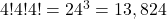 4!×4!×4! = 24^3 = 13,824