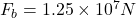 F_b=1.25 \times 10^7N