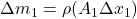 \Delta m_1=\rho  (A_1\Delta x_1)