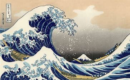 japanese artwork depicting a tsunani