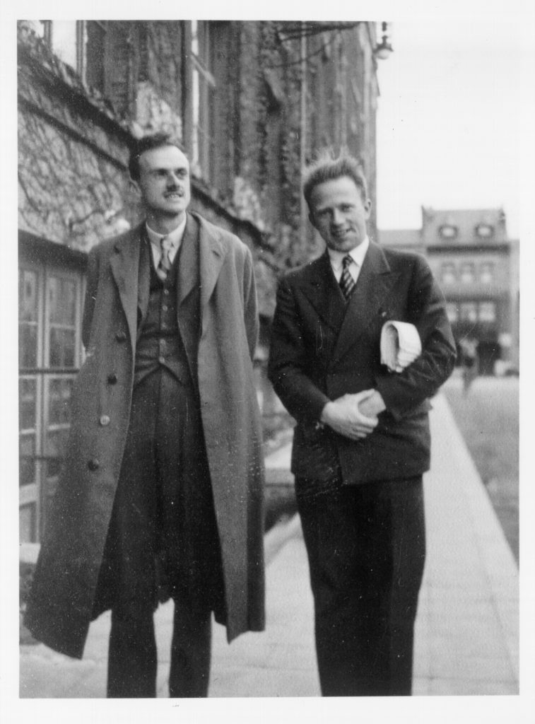 Dirac and Heisenberg in Brussels, attending the 1933 Solvay Conference. Credit: Niels Bohr Archive, Copenhagen.
