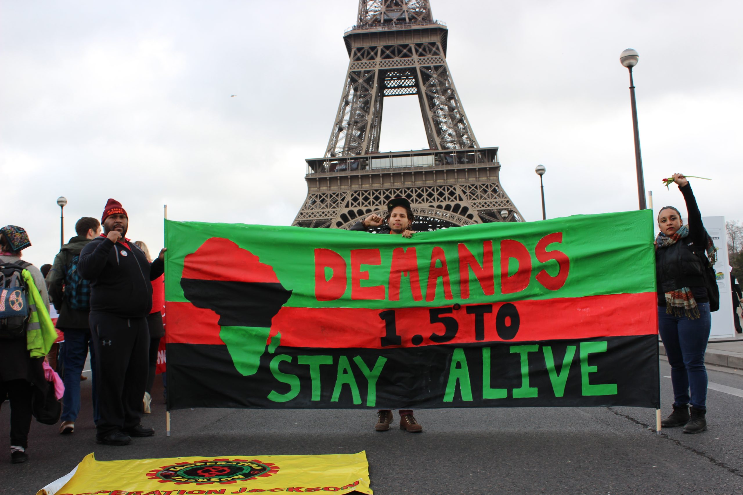 Protest at the Eiffel Tower November 2015.