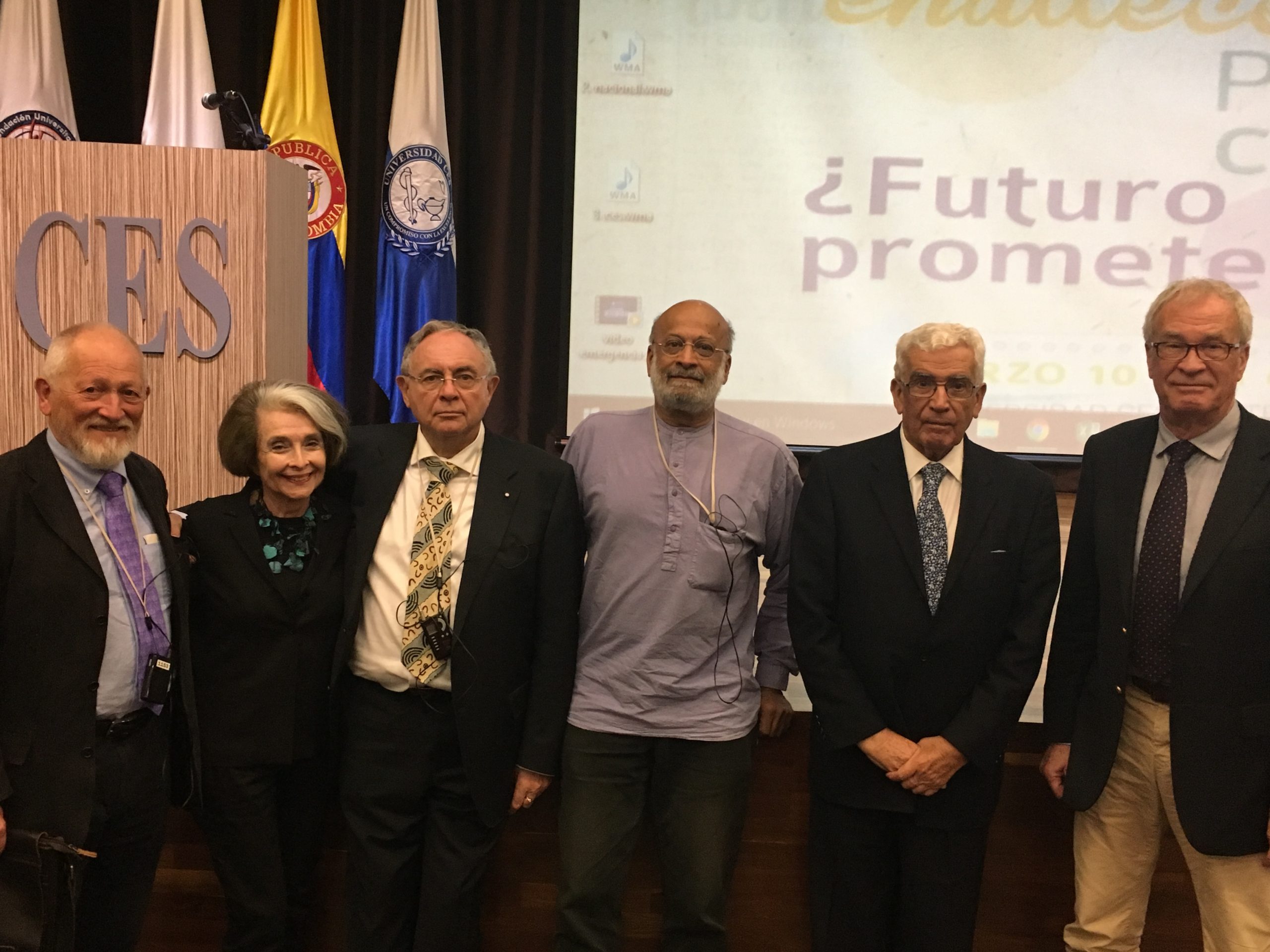 From left to right: Ole Fejerskov, Lois Cohen, Newell Johnson, Firoze Manji, Alfonso Escobar and Gunnar Dahlén at Universidad CES, Medellin, 10 March 2017