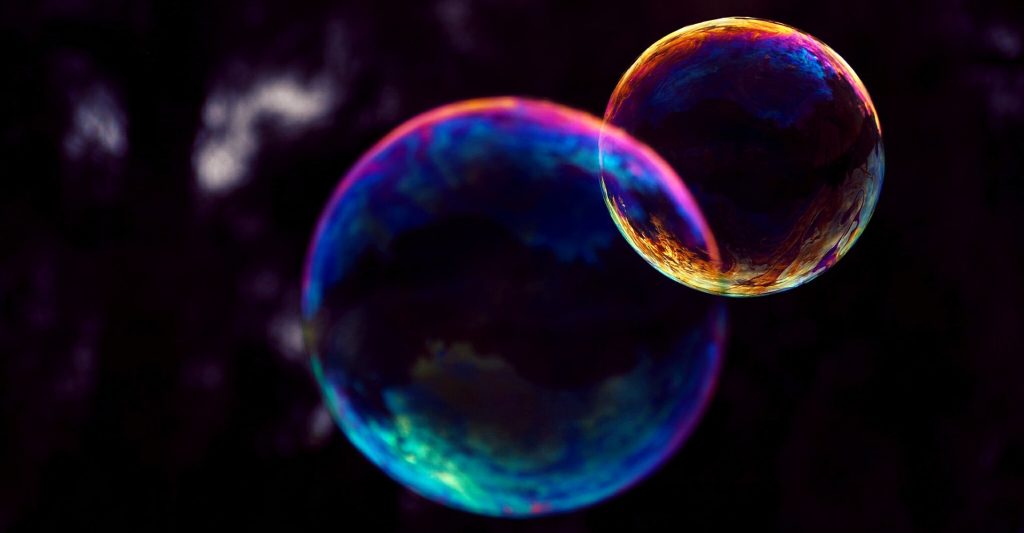 Bubbles floating next to each other