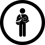Icon of student with backpack and book