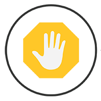 SIFT icon for "stop" shows hand over stop sign