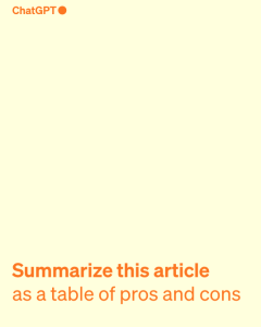 This is an image of the ChatGPT webpage. It is yellow with orange font. The top left words read ChatGPT. At the bottom, there is a possible prompt for ChatGPT that reads, "Summarize this article ..."