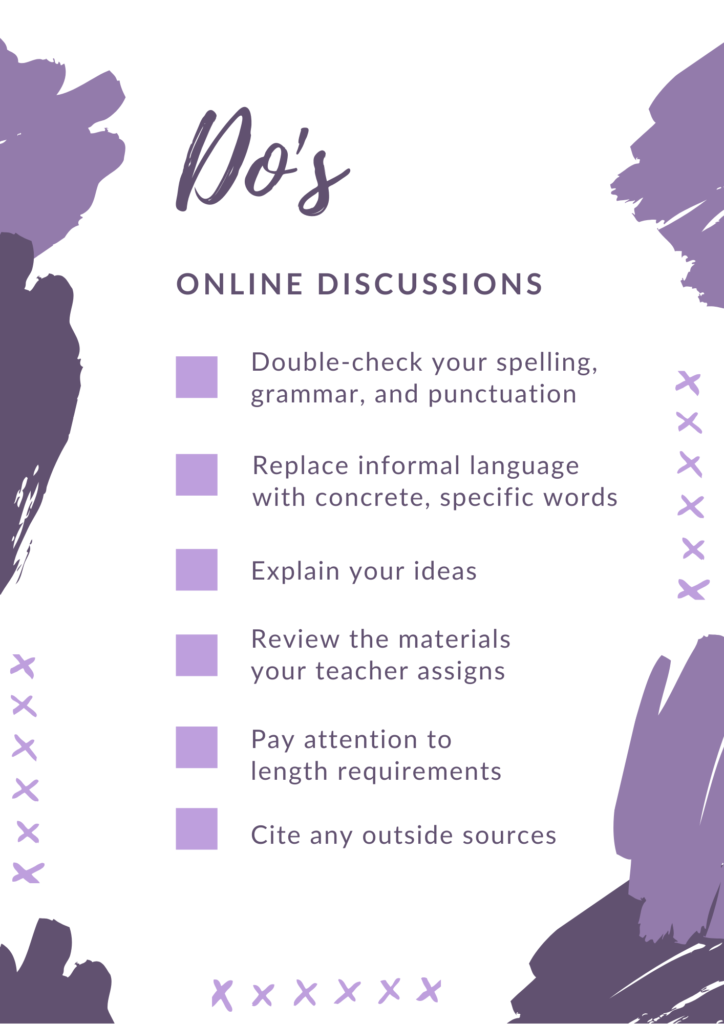 online, discussions, do's, list