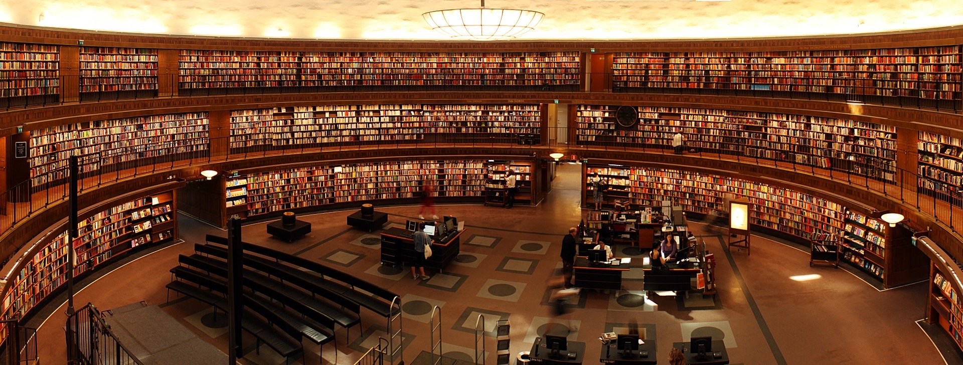 A picture of a library filled with books.