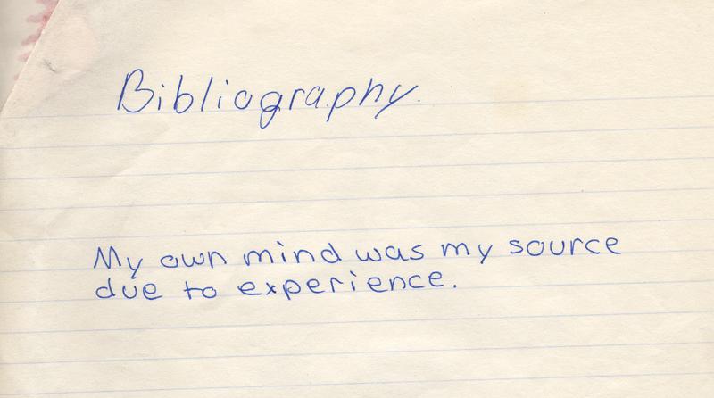 Bad bibliography with "My own mind" as a source