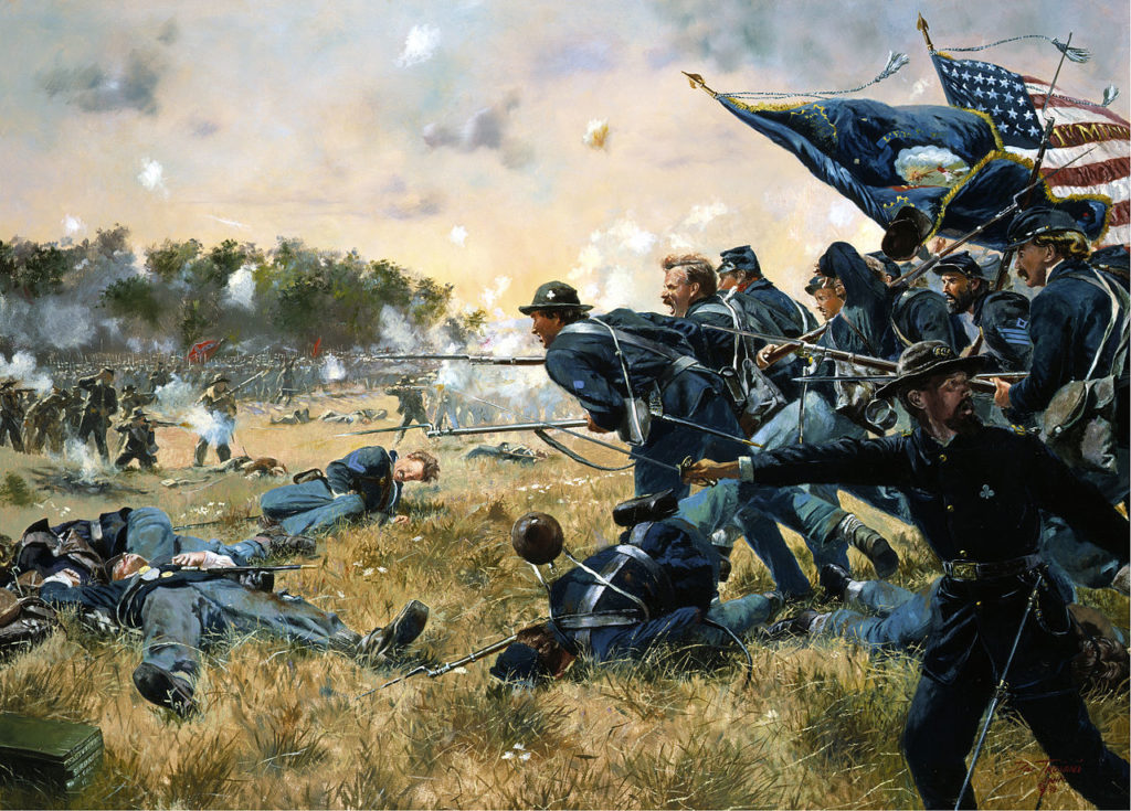 The Union charging during the Battle of Gettysburg