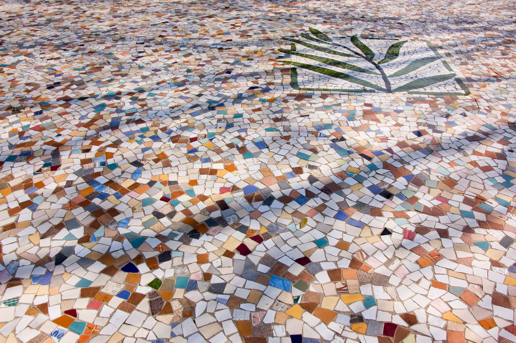 Floor mosaic of a plant