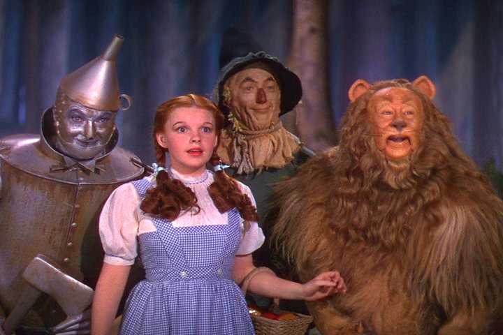 Wizard of Oz cast: Dorothy, Scarecrow, The Cowardly Lion, and The Tin Man