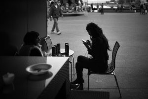 Woman sitting at a table