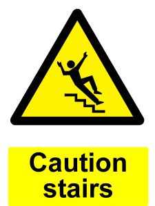 caution stairs warning sign