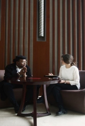 Man and woman having a conversation