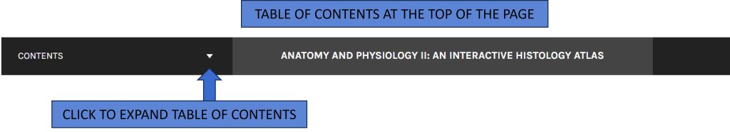 Image provides instructions for accessing the book's table of contents.