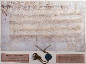 A photograph of Pope Urban's Papal Bull announcing the Crusades