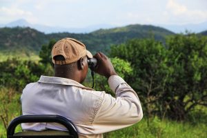 Man with binoculars