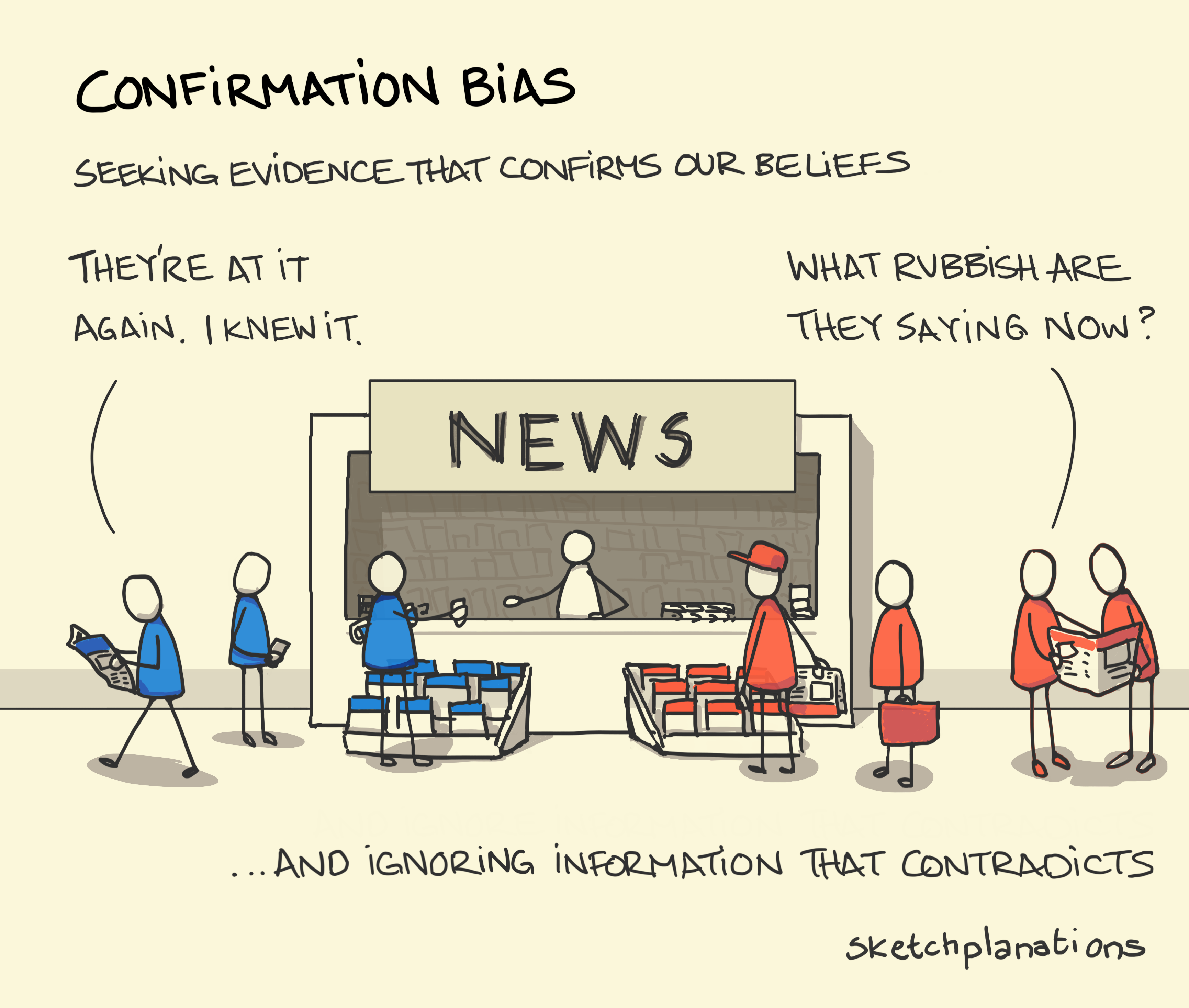 Confirmation bias is the big one. The bias that leads us to live in a world of our own choosing, finding the information that already fits with our beliefs and ignoring or discounting what doesn't. It's the bias that makes two sides get further apart rather than closer together.