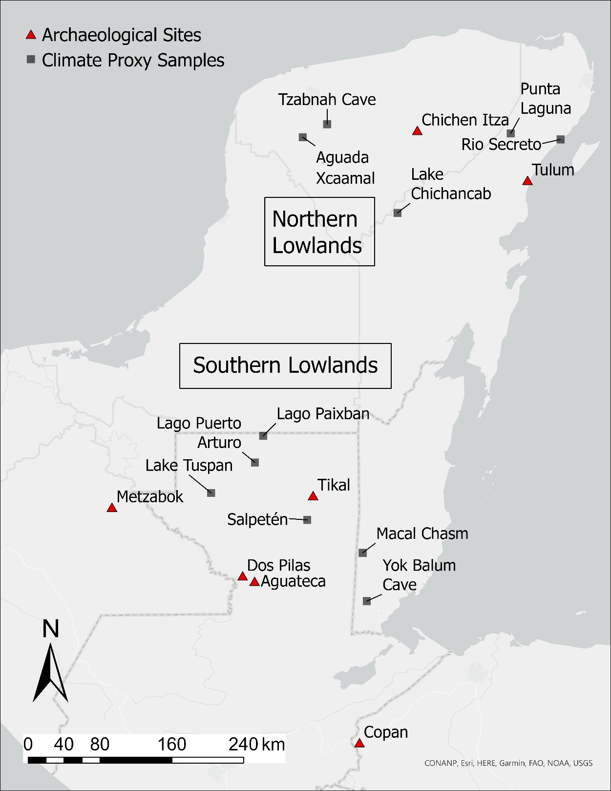 Map of Maya sites