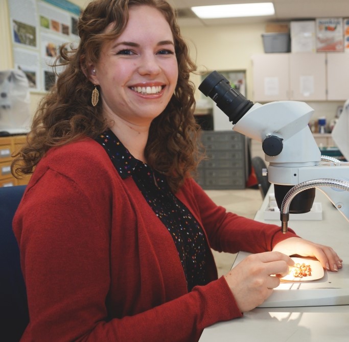 Woman with microscope