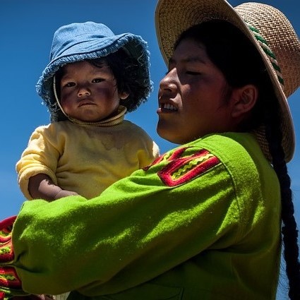 woman holding child