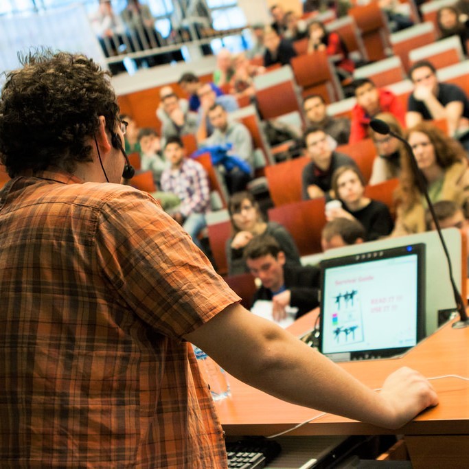 photo of a man at a lectern