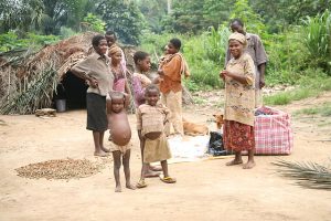 A photograph of a Baka family in Cameroon