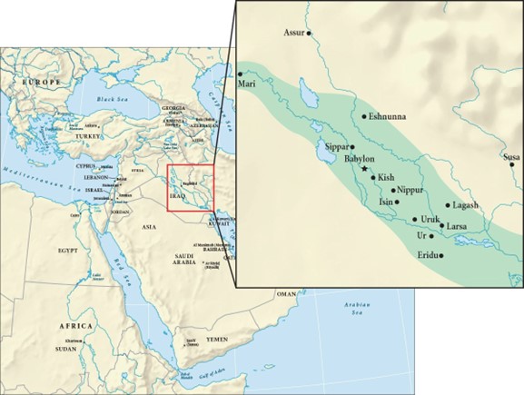 A Map of the Babylonian Empire under Hammurabi