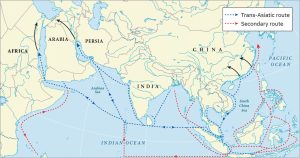 A map showing Indian Ocean Trade routes