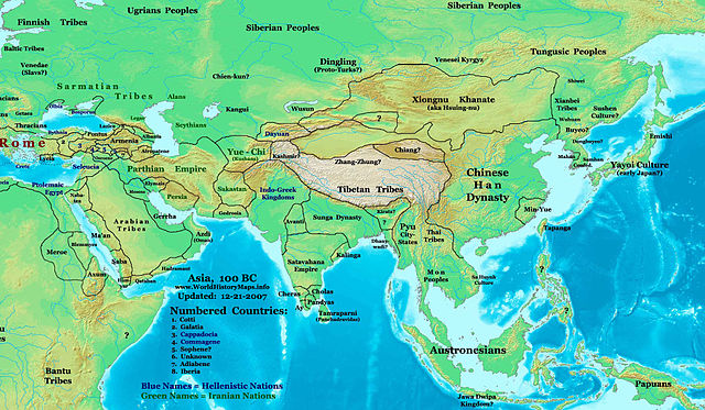 A Map showing Asia in 100 BCE