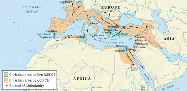 Map showing the growth of Christianity