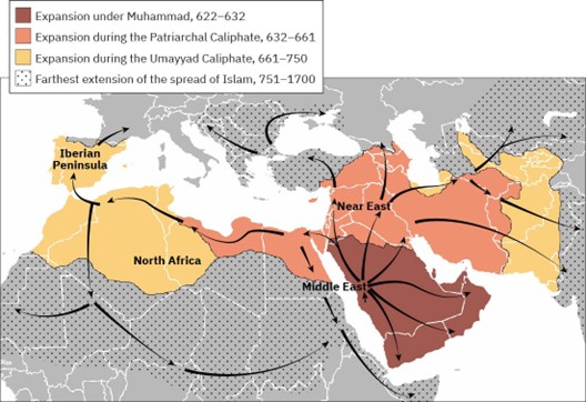 Map showing the growth of Islam