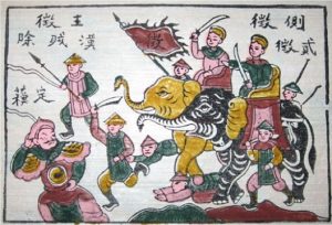 A painting of Trung Trac and Trung Nhi