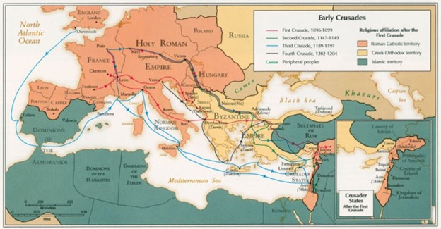 A map of the early Crusades