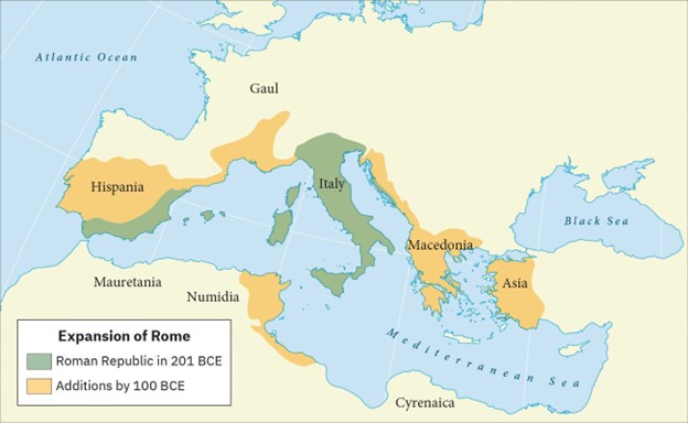 Map showing the Expansions of the Roman Republic