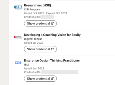 Social media users may also display their micro-credentials. For example, LinkedIn allows users to display and link their micro-credentials in their profile.