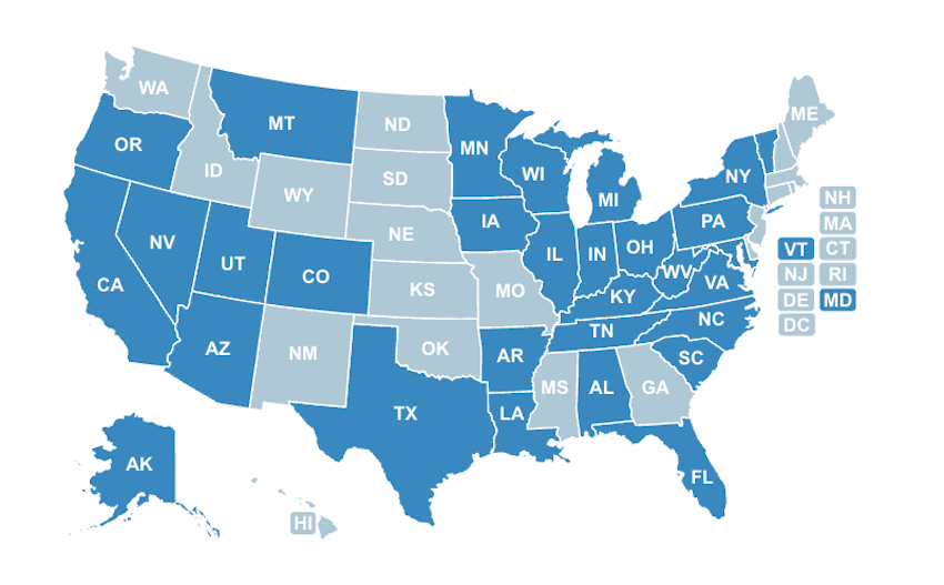 U.S policy map, outlining the state of micro-credential policy across the United States