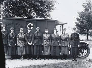 picture of women in uniforms, in front of a truck - Ladies of the Plainfield American Red Cross #1, circa 1920s.