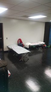 staff sheltering on the same floor as the Disaster Operations Center