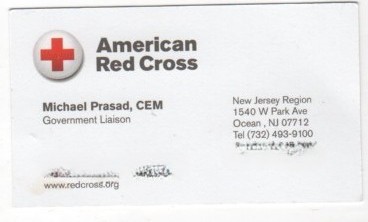 volunteer business card for the Red Cross - Mike Prasad