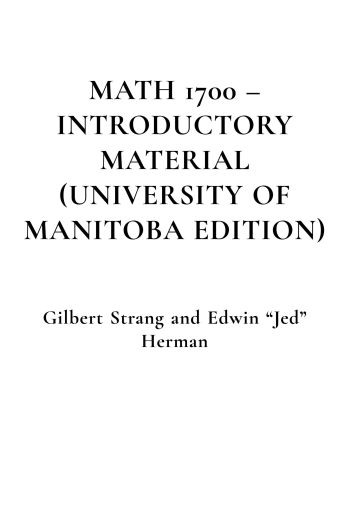 Cover image for Calculus Volume 2 - Introductory Material (University of Manitoba edition)