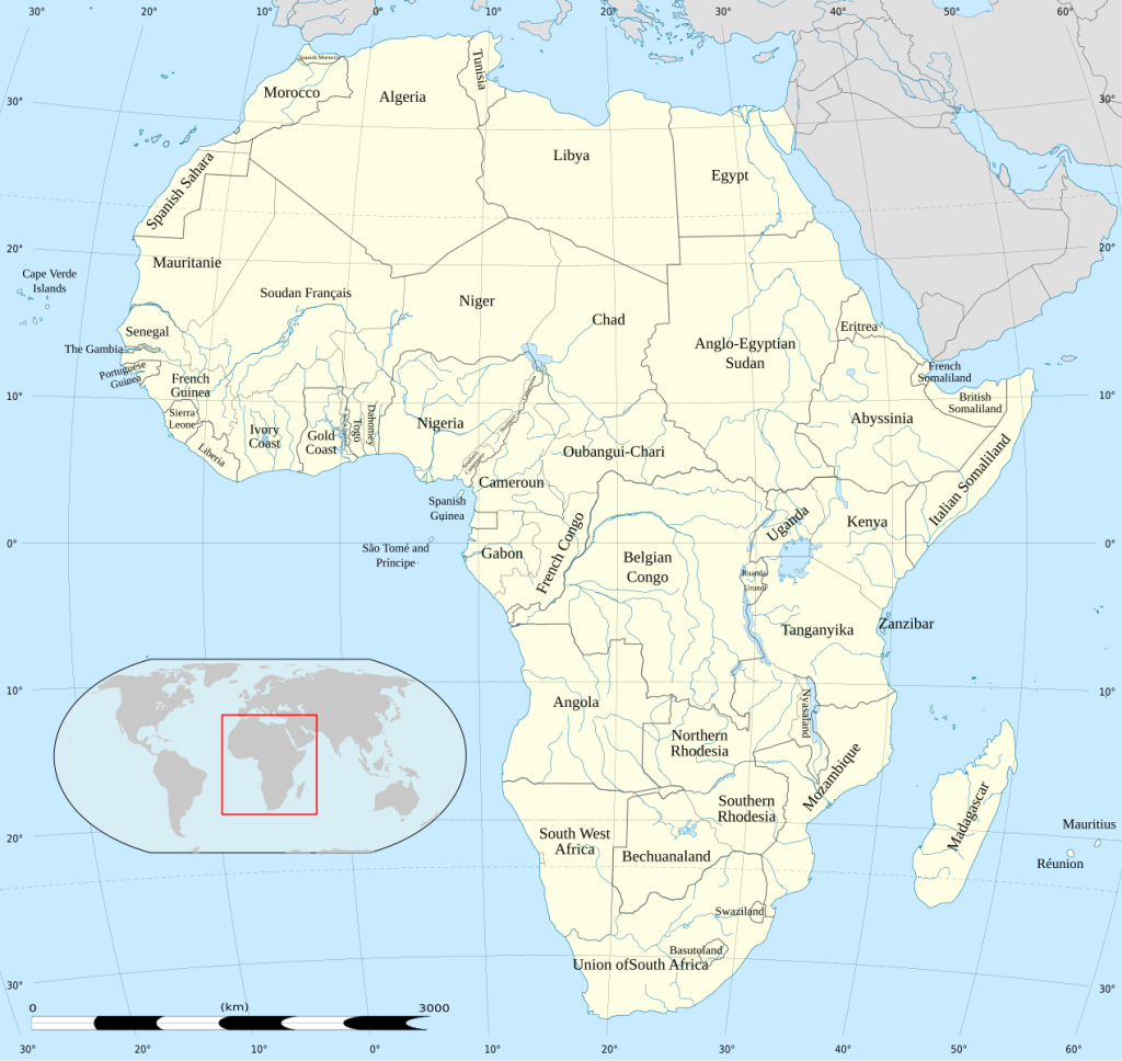 1935 Africa Map with colonies