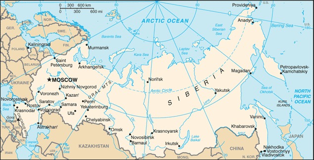 physical map of russia and surrounding countries