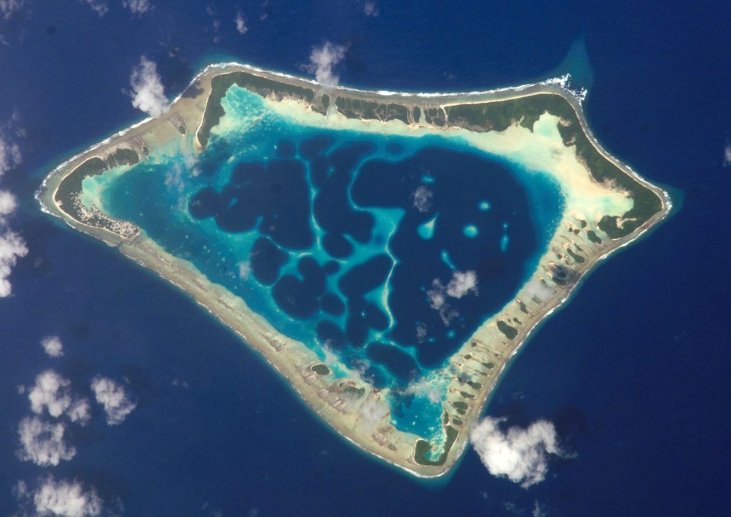 Satellite picture of an atoll in the pacific